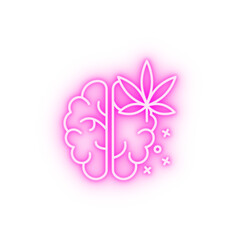 Brain marijuana neon icon