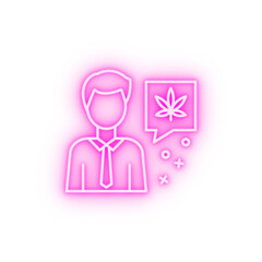 Marijuana man work cannabis neon icon