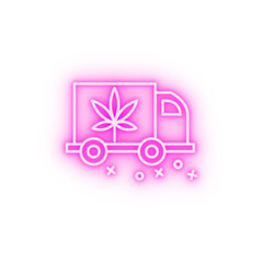 Car truck marijuana drugs neon icon