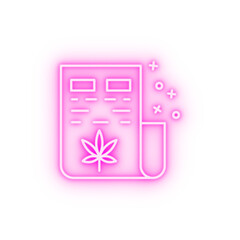 Doctor document marijuana neon icon