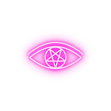 Eye pentagram neon icon