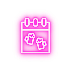 Beer day calendar neon icon