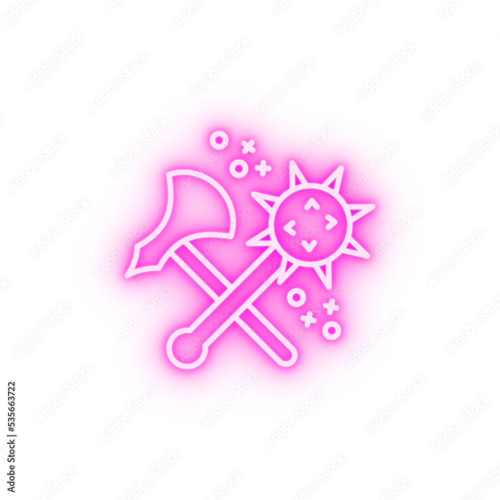 Wall mural mace weapon axe history neon icon