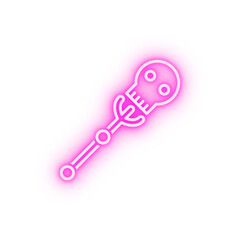 Skull wand neon icon