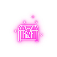 Treasure chest neon icon