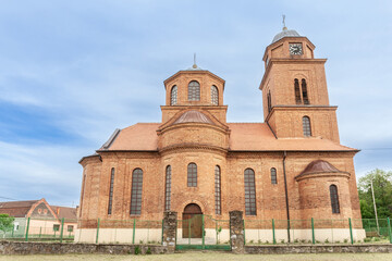 Serbian orthodox Church of Veliko Srediste, a 19th century old red brick church. Veliko Srediste is is a small rural village of the Serbia province of Voivodina....