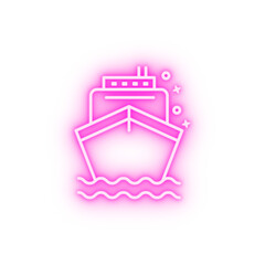 Ship naval beach Hawaii neon icon