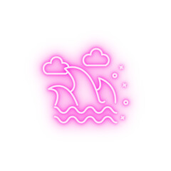 Sea wave beach neon icon