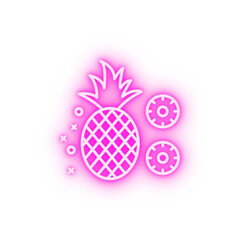 Pineapple organic fruits neon icon