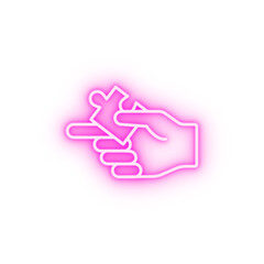 Puzzle hand friends neon icon