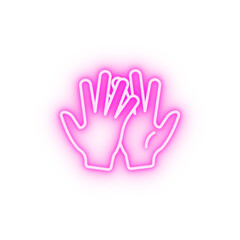 Friends hands handshake neon icon