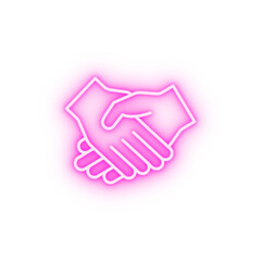 Handshake friend agreement neon icon