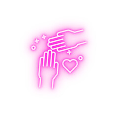 Hand friend heart neon icon