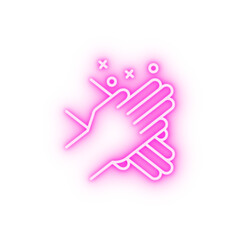 Hand clap friend neon icon