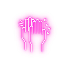 Clap hand friend neon icon