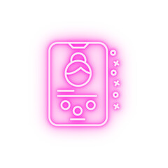 Profile girl smartphone neon icon