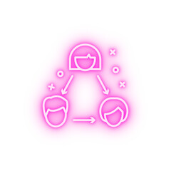 Friendship man girls neon icon