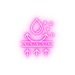 Water resistant textile drops neon icon