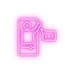 Education elarning mobile tutor neon icon