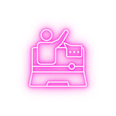 Communication education video neon icon