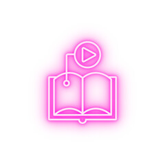 Book video education courses neon icon