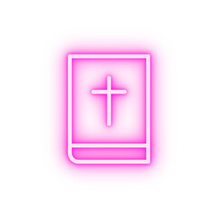 Book bible neon icon