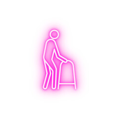 patient with a walker neon icon