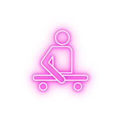 disabled person on a cart neon icon