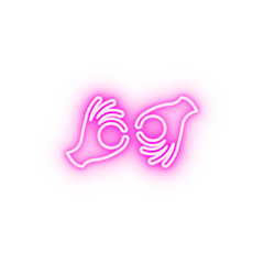 sign language neon icon