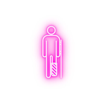 broken leg neon icon