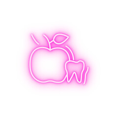 Dental care apple neon icon