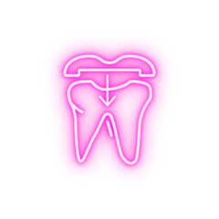 Dental crown tooth neon icon