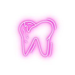 Dental calculus tooth neon icon