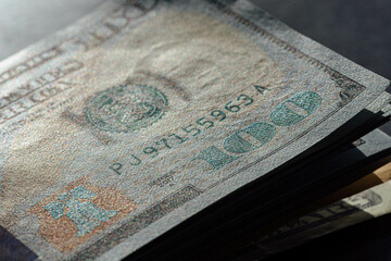 Fototapeta premium bank notes detail 100 dollar for business and financial use, news, article, blog