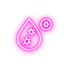 Water drop coronavirus neon icon