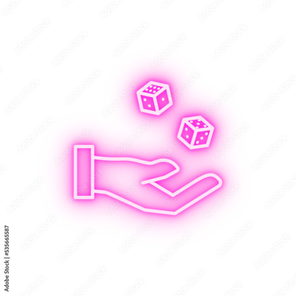 Poster Dice hand casino neon icon