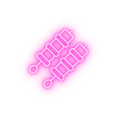 Skewer meat neon icon