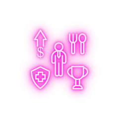 Benefit cup dollar shield neon icon