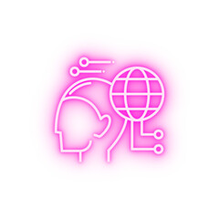 Communication head skill neon icon