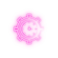 Time management settings 2 colored line neon icon