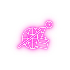 Dollar growth in business world neon icon