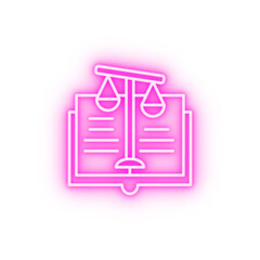 Book scale business neon icon