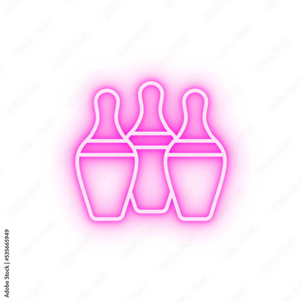 Poster bowling pins neon icon