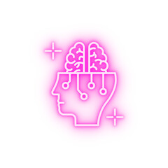 Intelligence brain neon icon