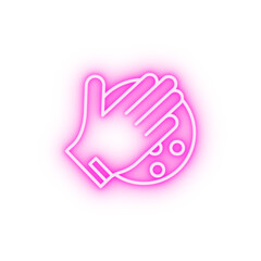 Thumb bowling pins neon icon
