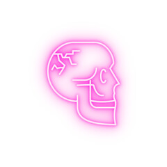 Skull broken fracture neon icon