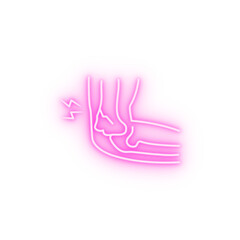 Elbow bone injury neon icon
