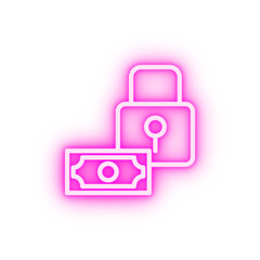 money lock neon icon