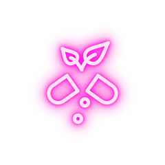 Herbal medicine leaf neon icon