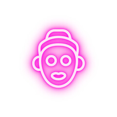Skin care mask woman neon icon